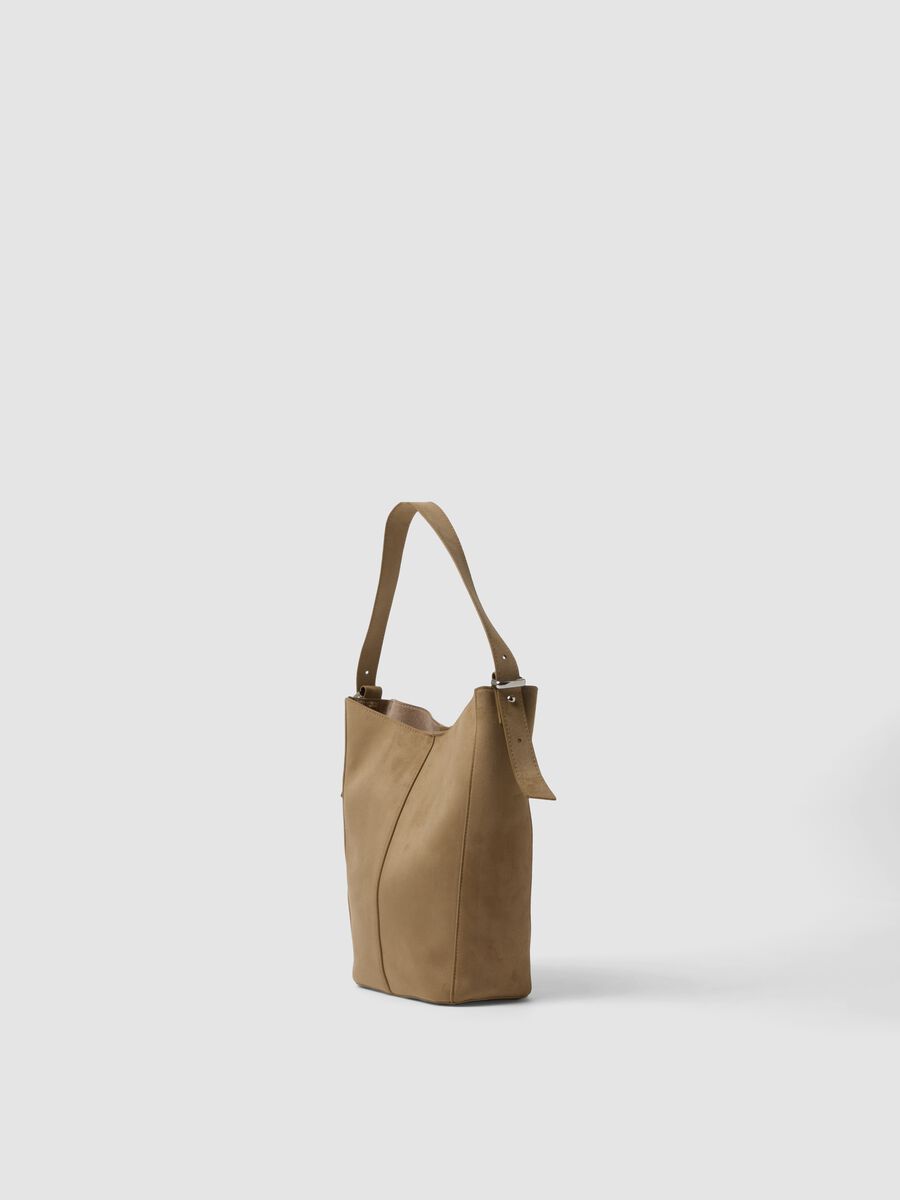 Brown shoulder bag in stretch fabric_1