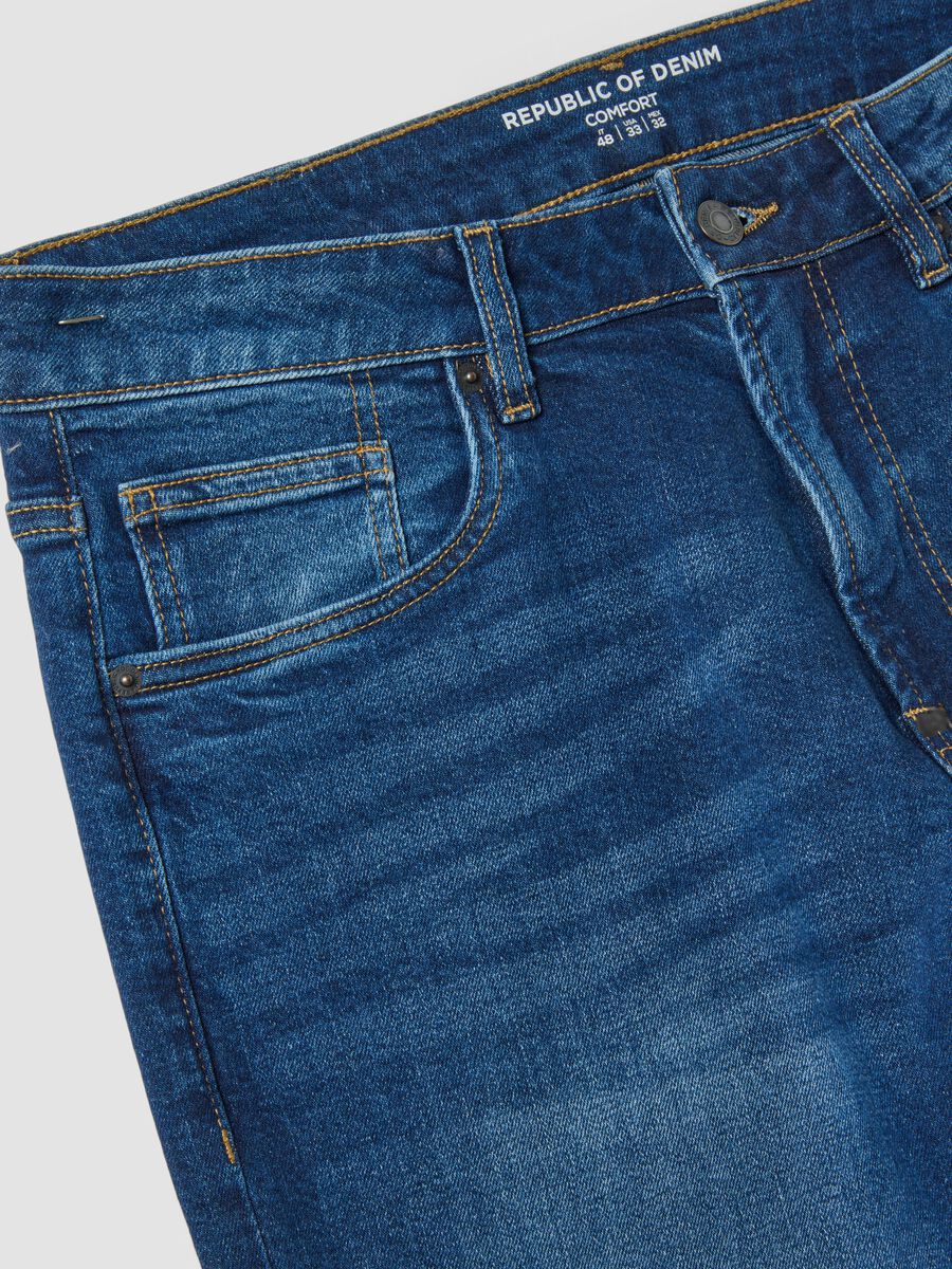 Blue comfort-fit stretch cotton jeans_5