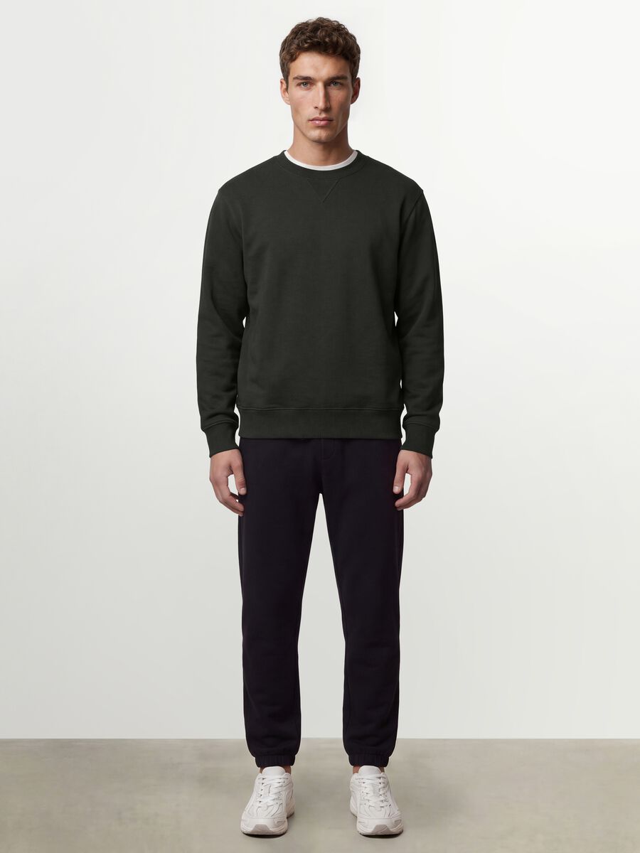 Black crew-neck sweatshirt in cotton blend, regular fit_1