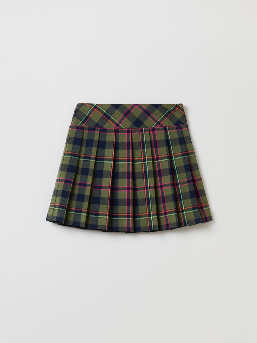 Pleated miniskirt with tartan pattern_0