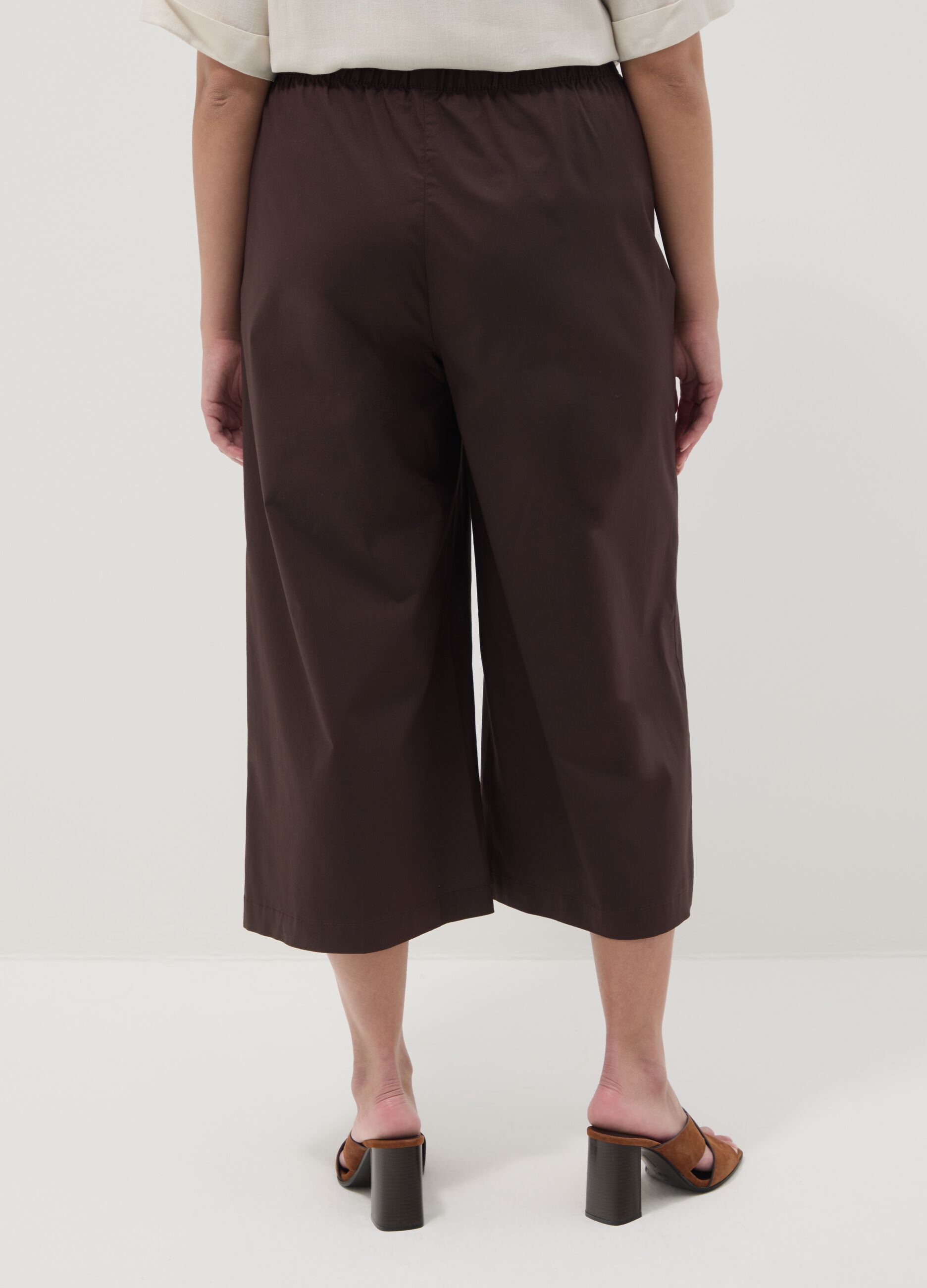 Braune Wide-Leg-Hose aus Stretch-Baumwolle