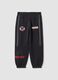 Black cotton-blend joggers with elasticated waist and Mickey print_0