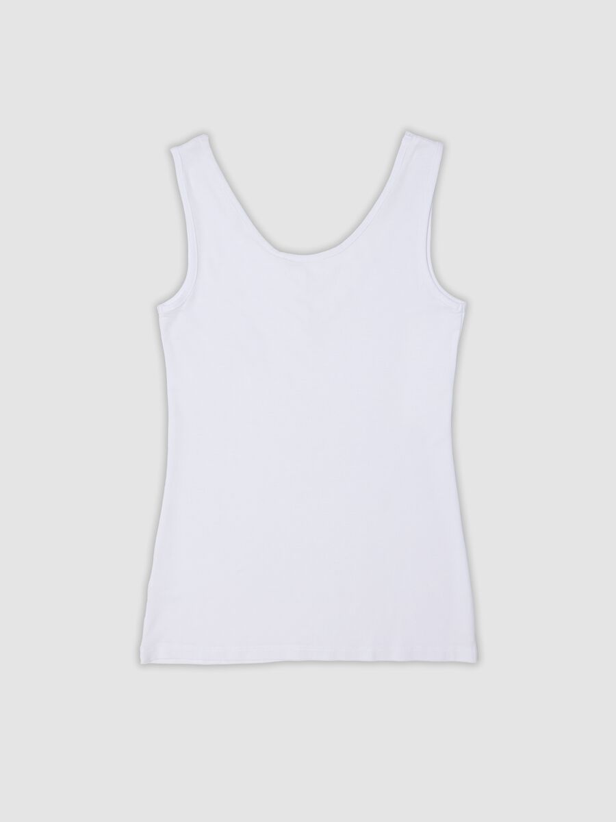 White stretch viscose vest top with deep V-neck and lace trim_6
