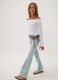 Blue flared jeggings in stretchy cotton and viscose for girls_1