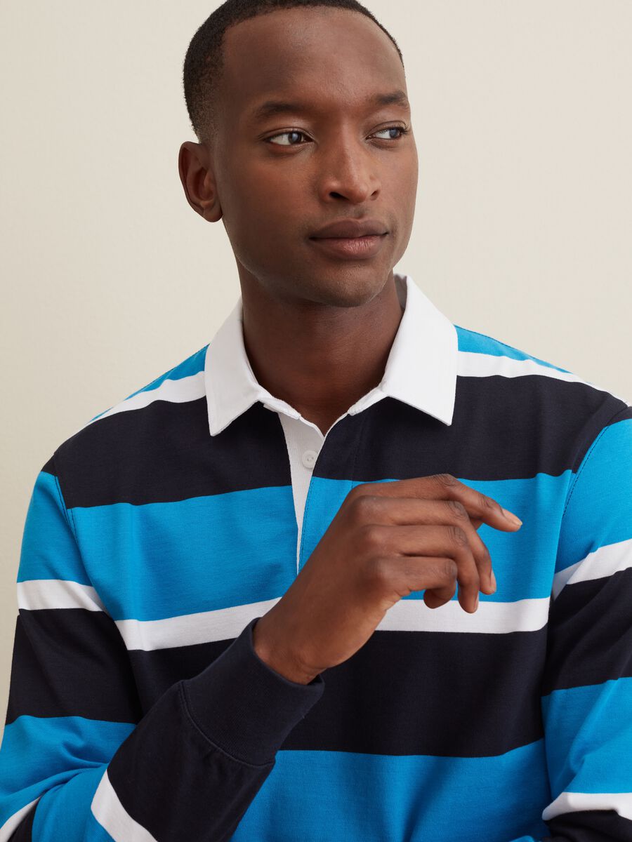 Long-sleeved polo shirt with striped pattern_3