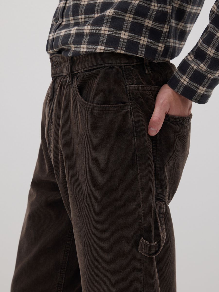 Brown pure cotton baggy trousers_3