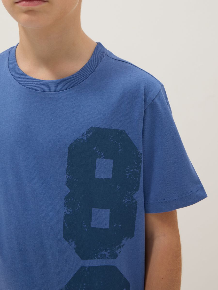 Boy's regular fit pure cotton blue T-shirt with print_2