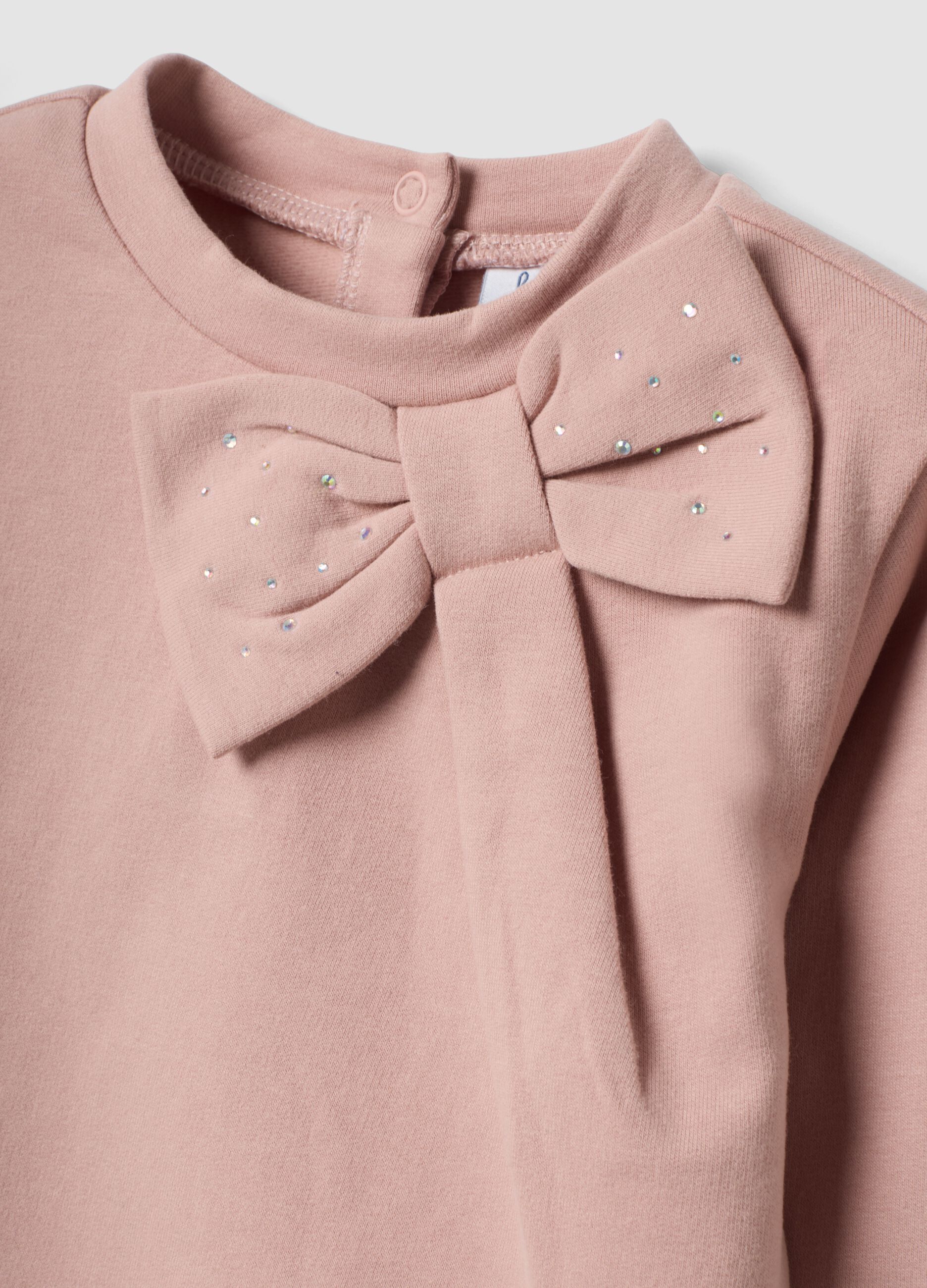 Pink stretch cotton set with crew neck