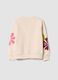 Felpa rosa in misto cotone con girocollo e stampa floreale_1