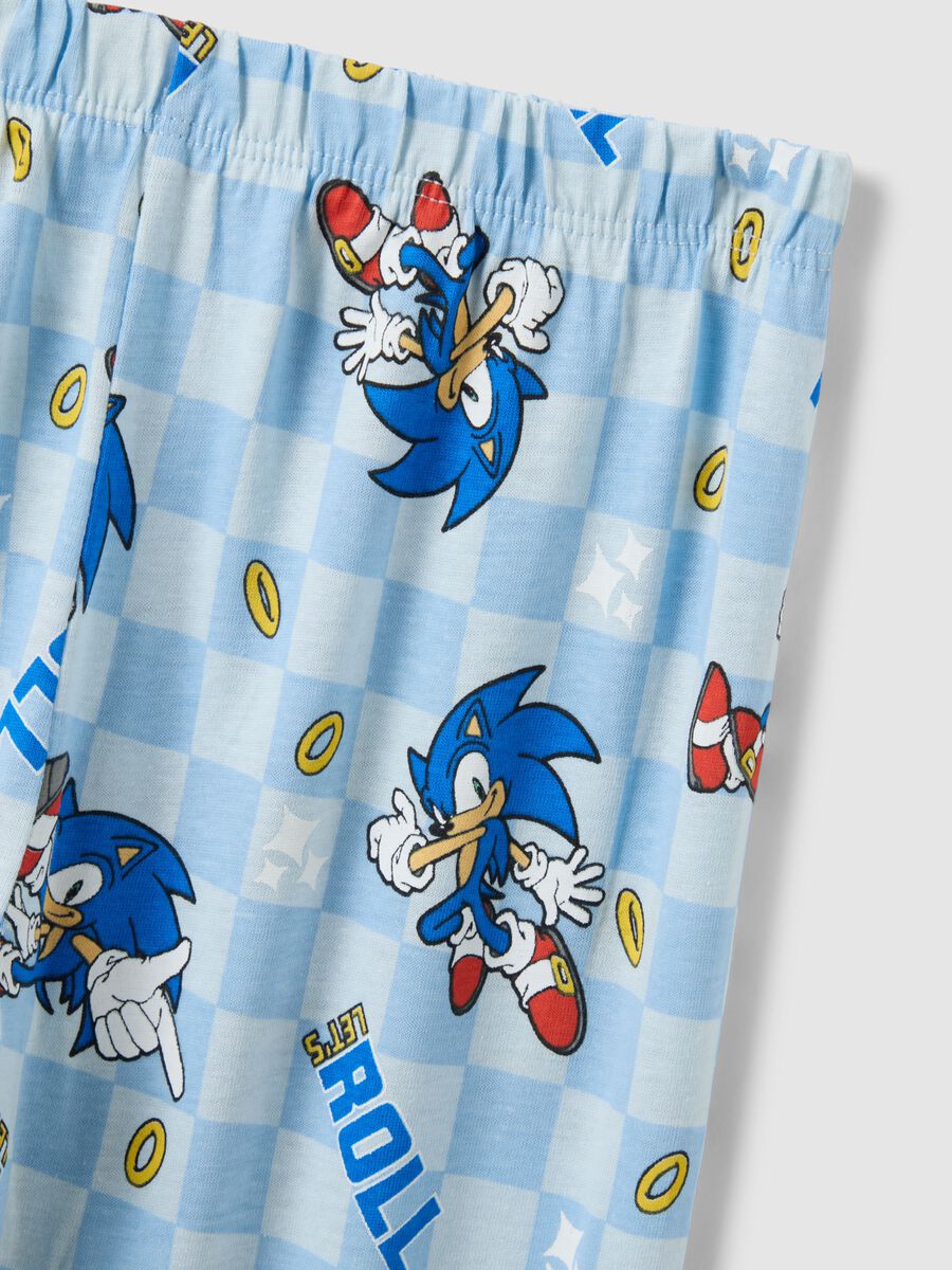 Pigiama in puro cotone azzurro da bambino regular fit con stampa Sonic_3