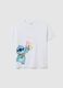 White pure cotton regular fit t-shirt with Stitch print_4
