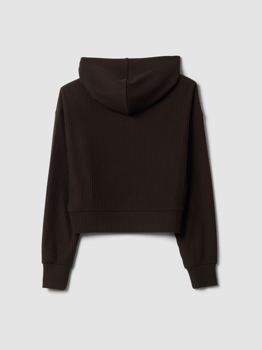 Sweatshirt castanha com capuz em viscose el&aacute;stica canelada, regular fit_2