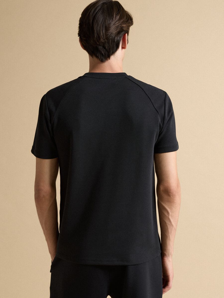 Black breathable, quick-dry cotton-blend T-shirt_3