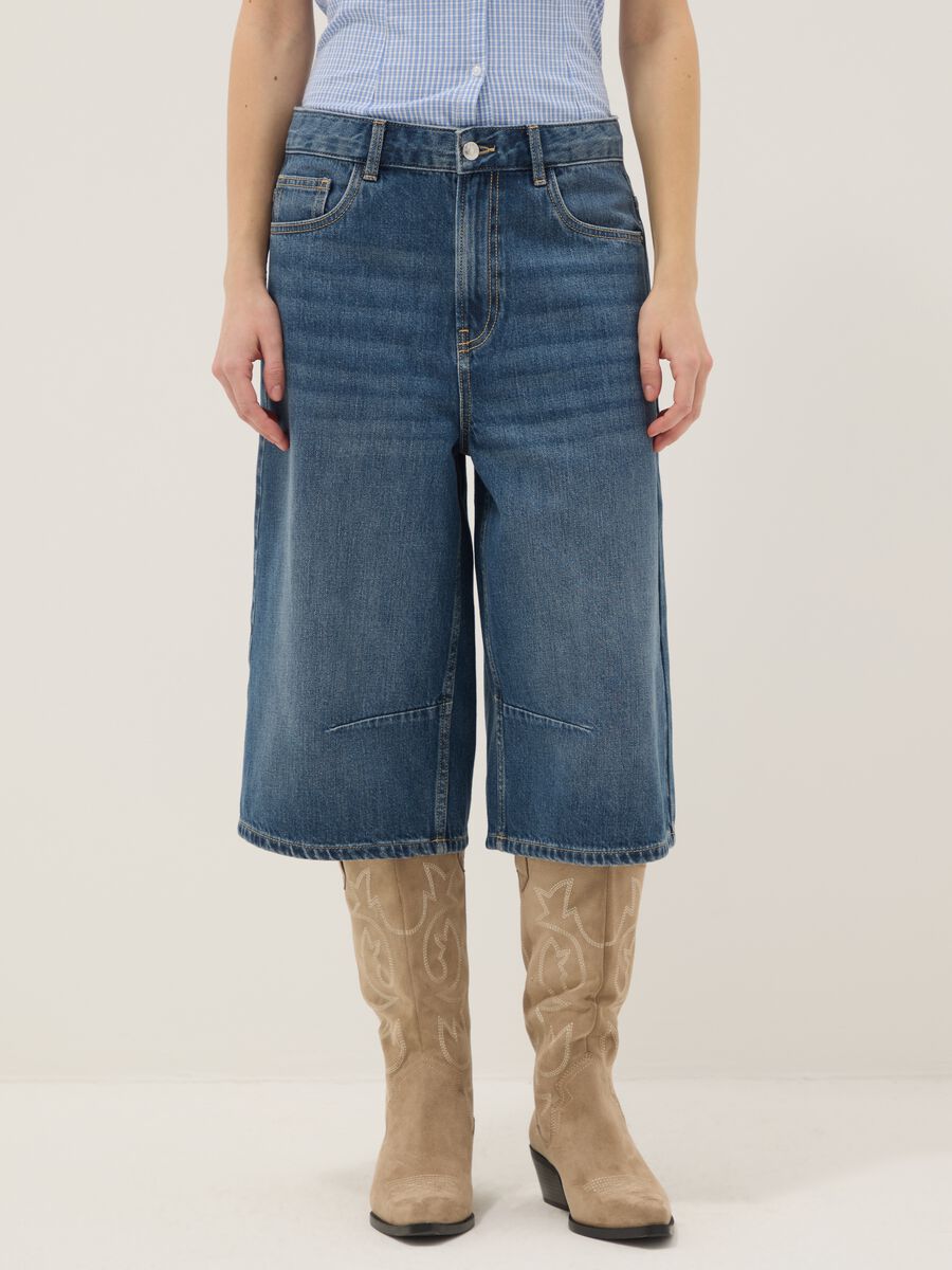 Baggy shorts in pure blue denim cotton_1
