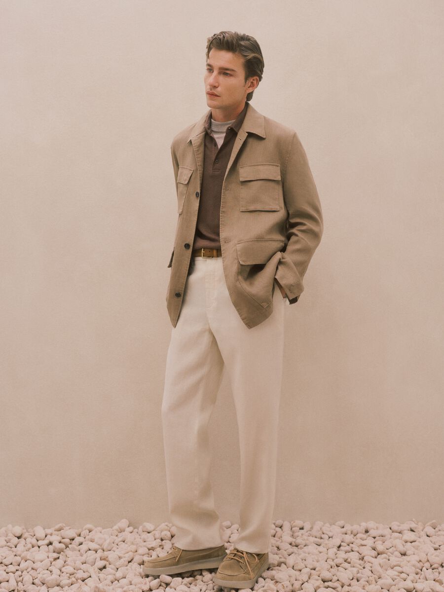 Brown pure linen blazer regular fit_0