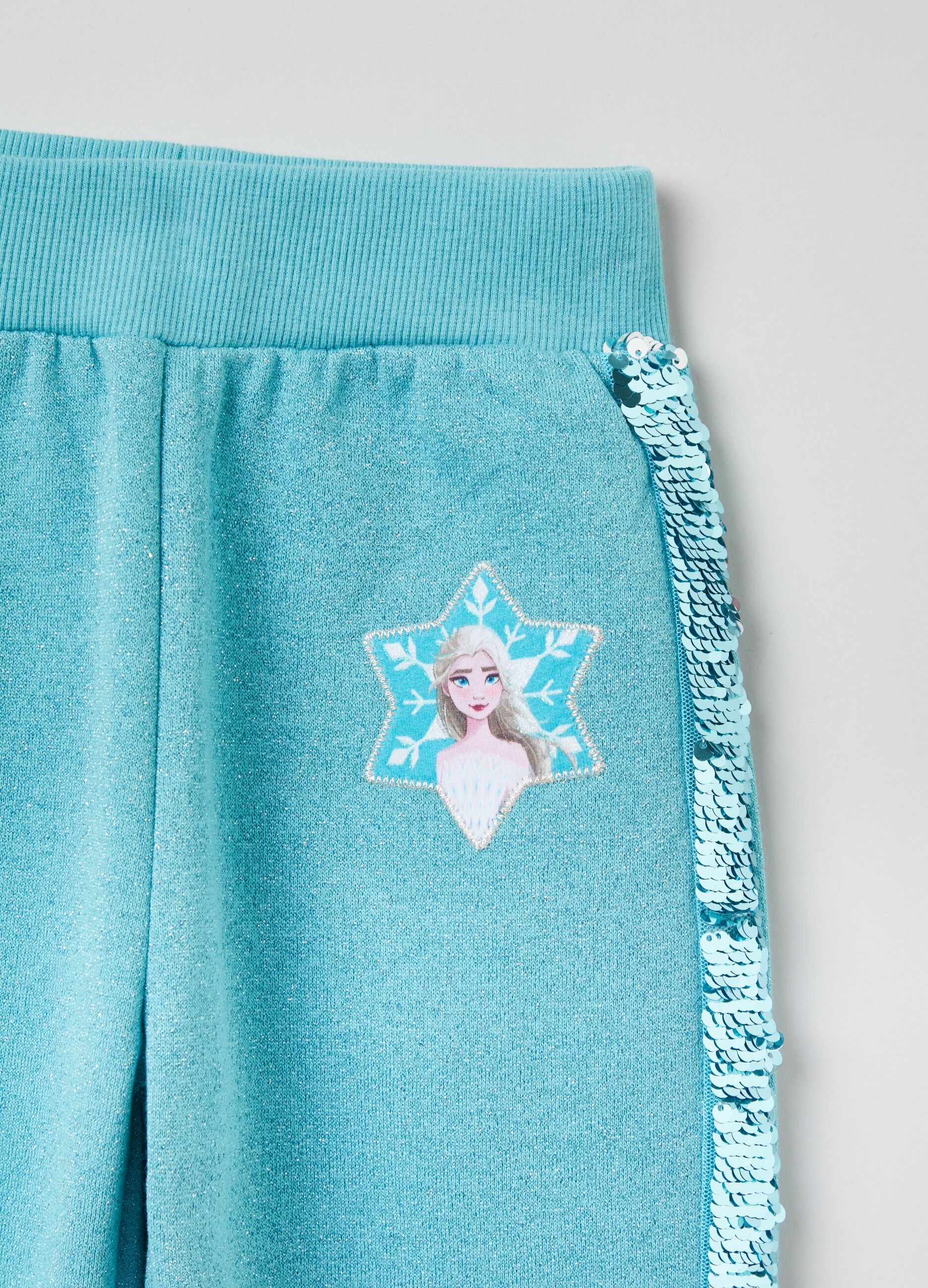 Joggers with sequins and Frozen Elsa patch_2