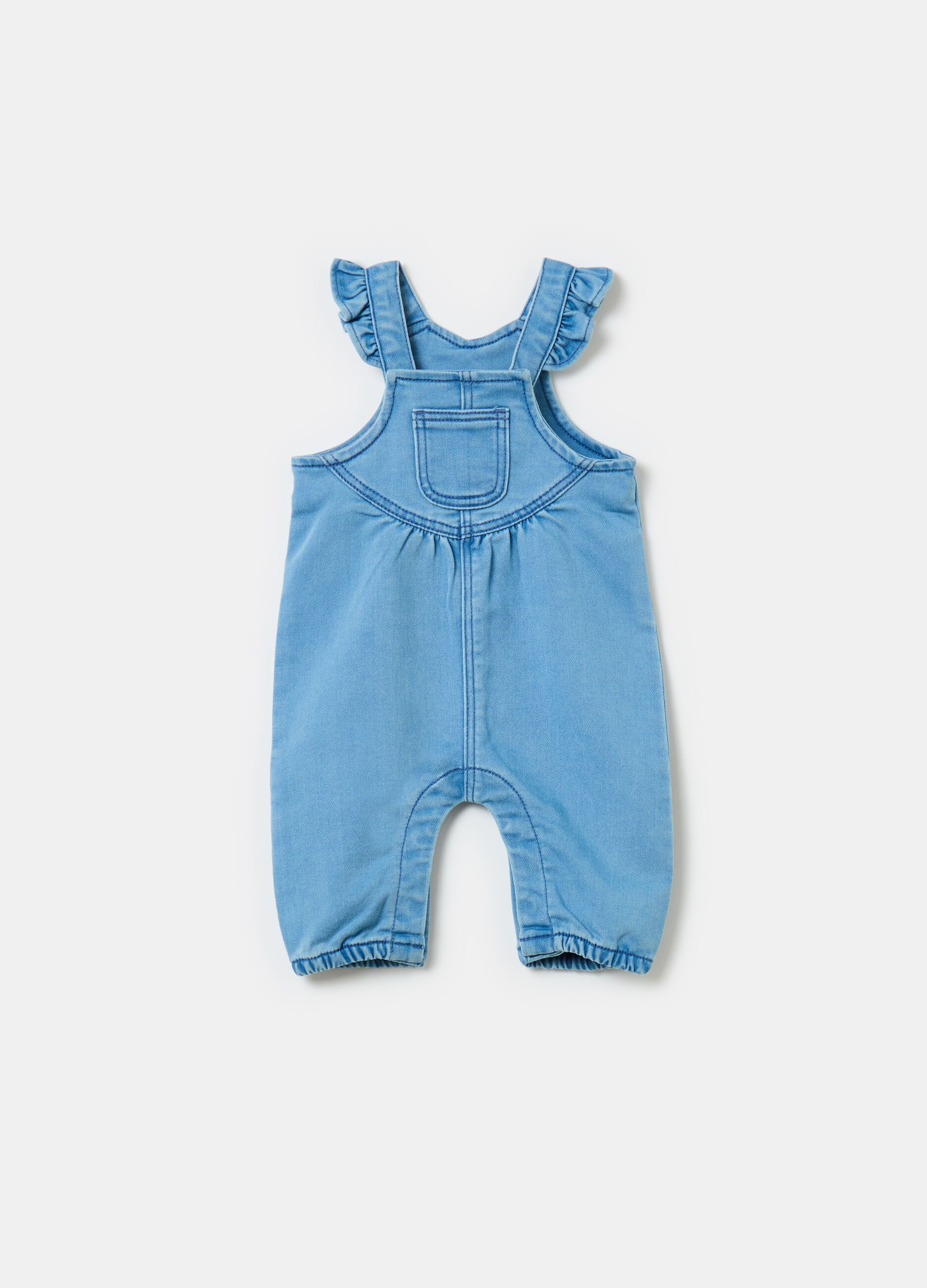 Denim dungarees with flounce