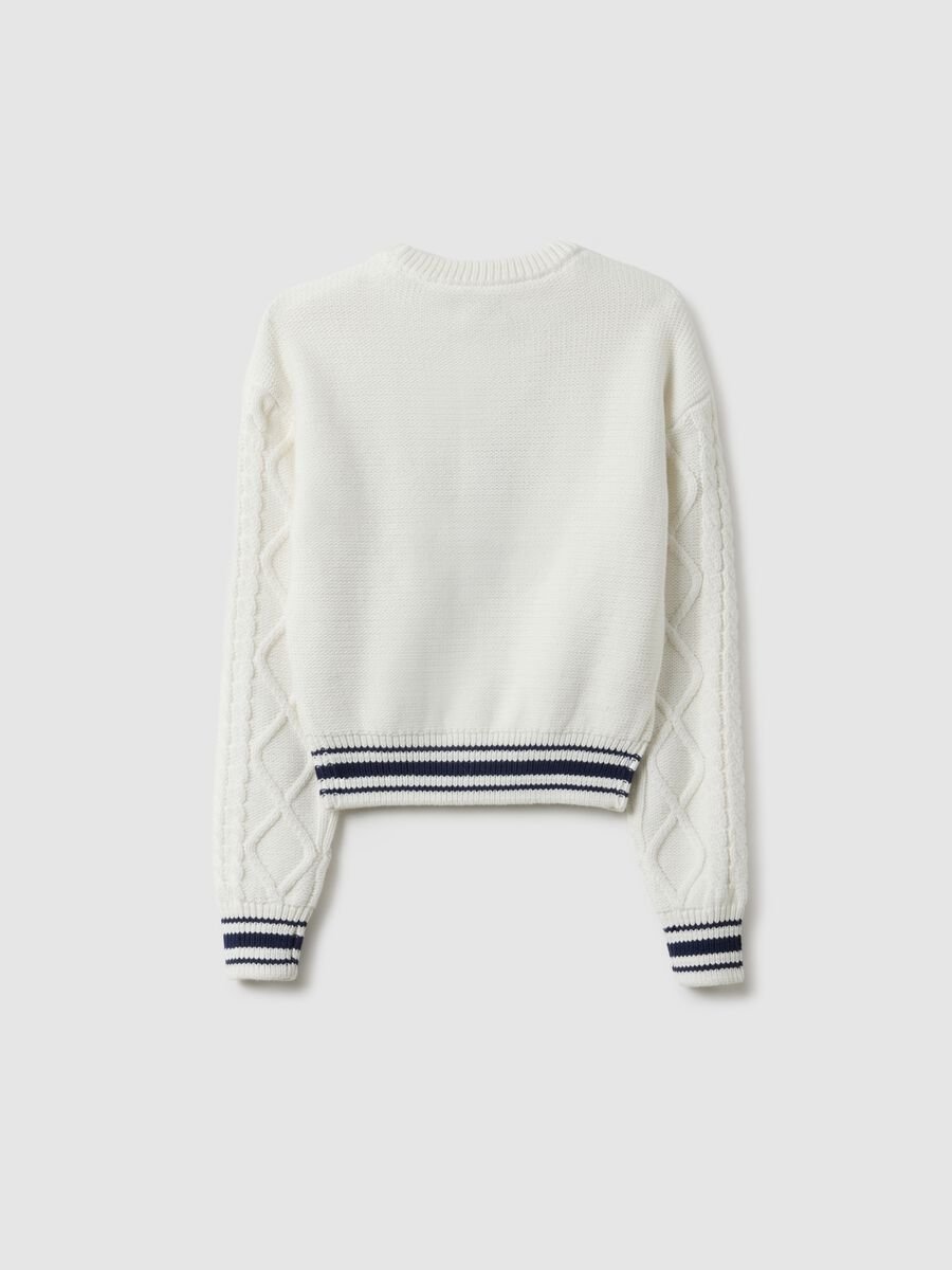 Girls' regular fit white pure cotton jumper with embroidery_4