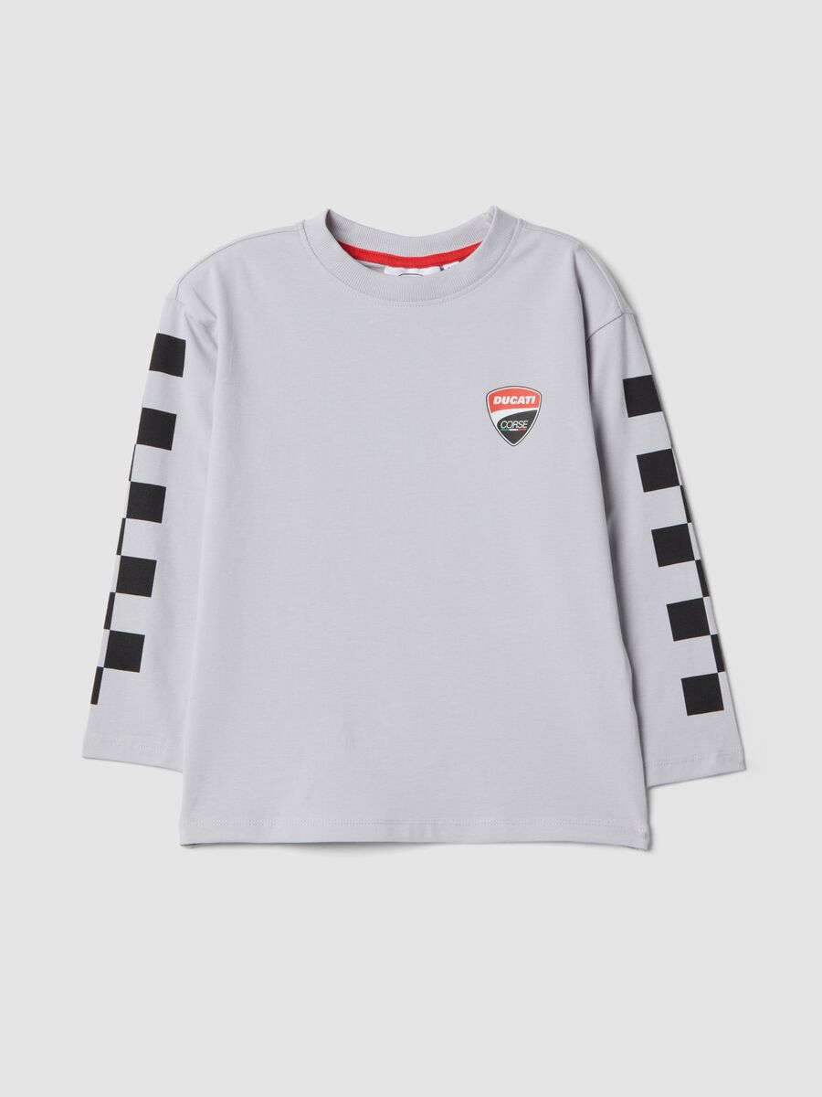 Grey stretch cotton Ducati logo T-shirt for kids_0