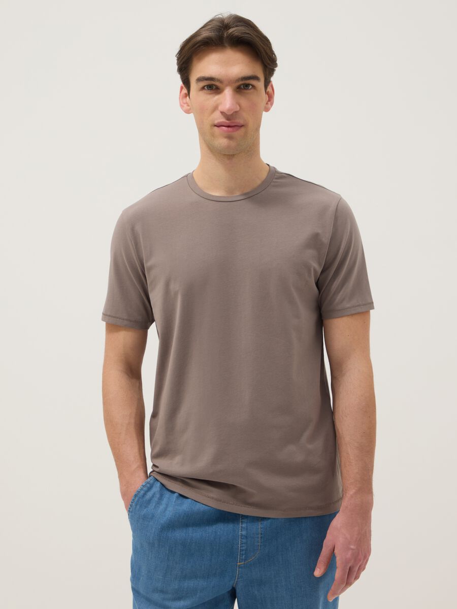 T-shirt in cotone elasticizzato grigia slim fit_0