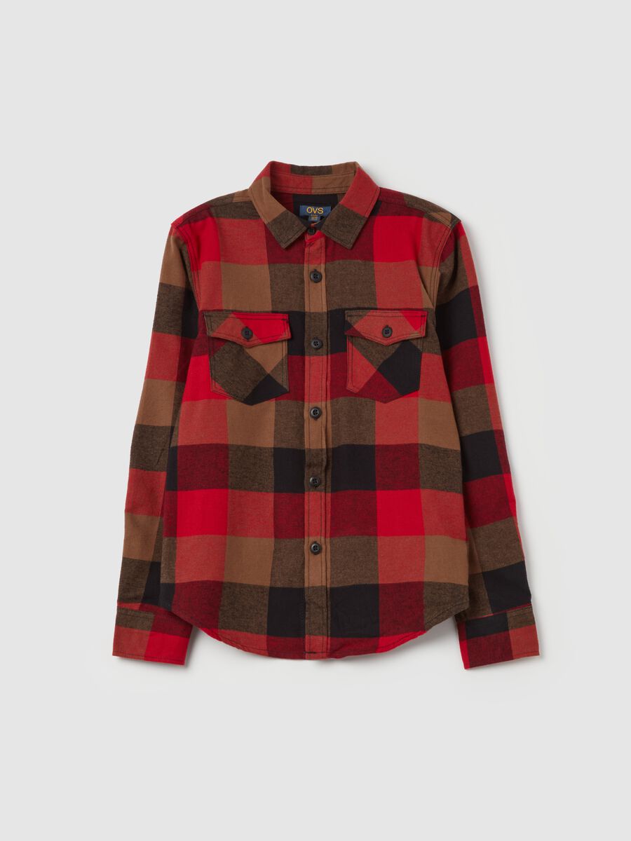 Flannel shirt with denim inserts_3
