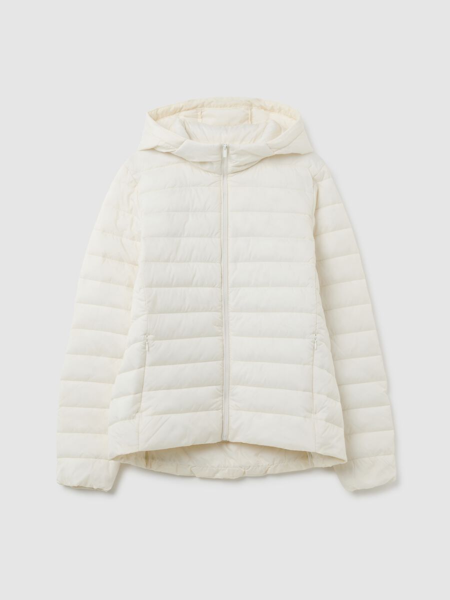 White padded regular fit jacket with hood_5