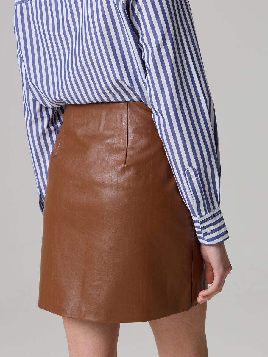 Vintage-effect faux leather miniskirt_1