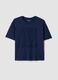 Blaues Regular-Fit T-Shirt aus reiner Baumwolle mit Lochdetail_0