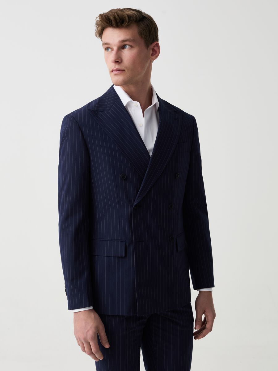 Easy-fit double-breasted pinstriped suit_1