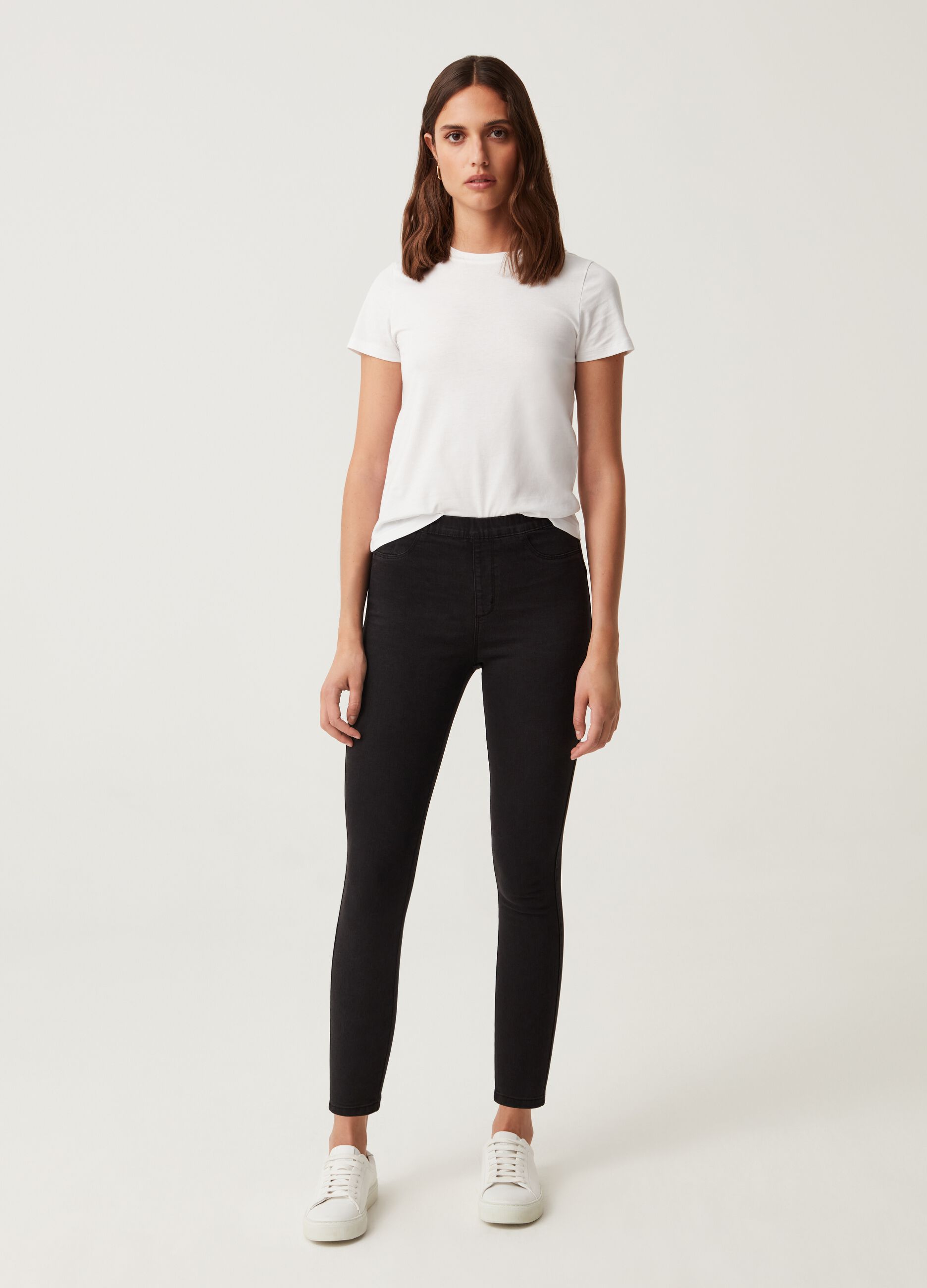 Stretch jeggings with high waist