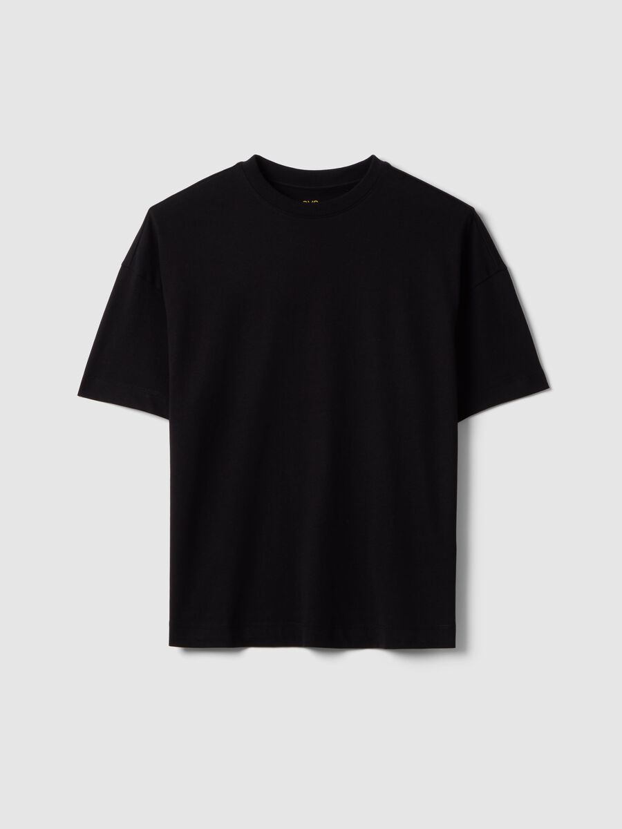 Schwarzes Oversize-T-Shirt mit kurzen &Auml;rmeln aus reiner Baumwolle_4