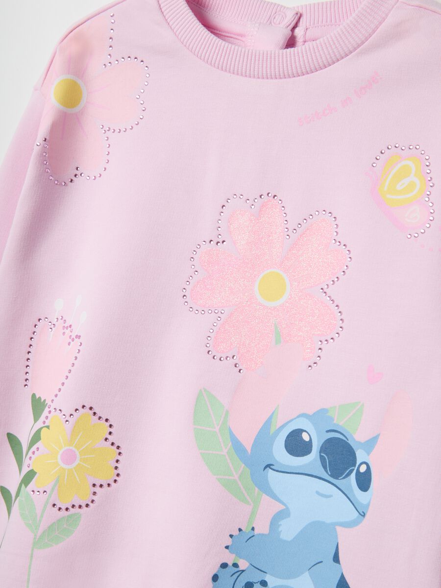 Girl's pink sweatshirt and trouser set in stretch cotton regular fit_2