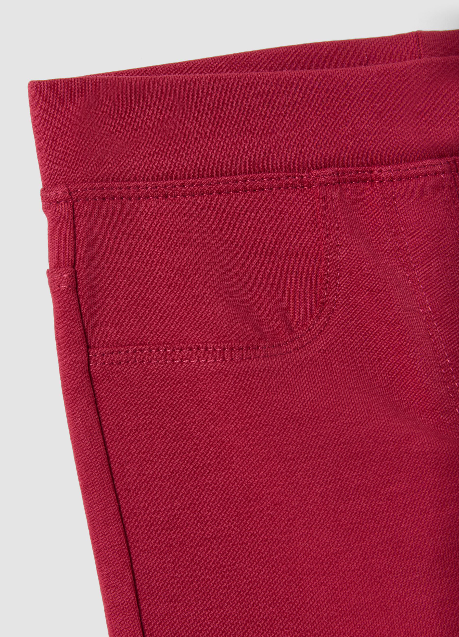 Red slim-fit organic stretch cotton treggings for girls