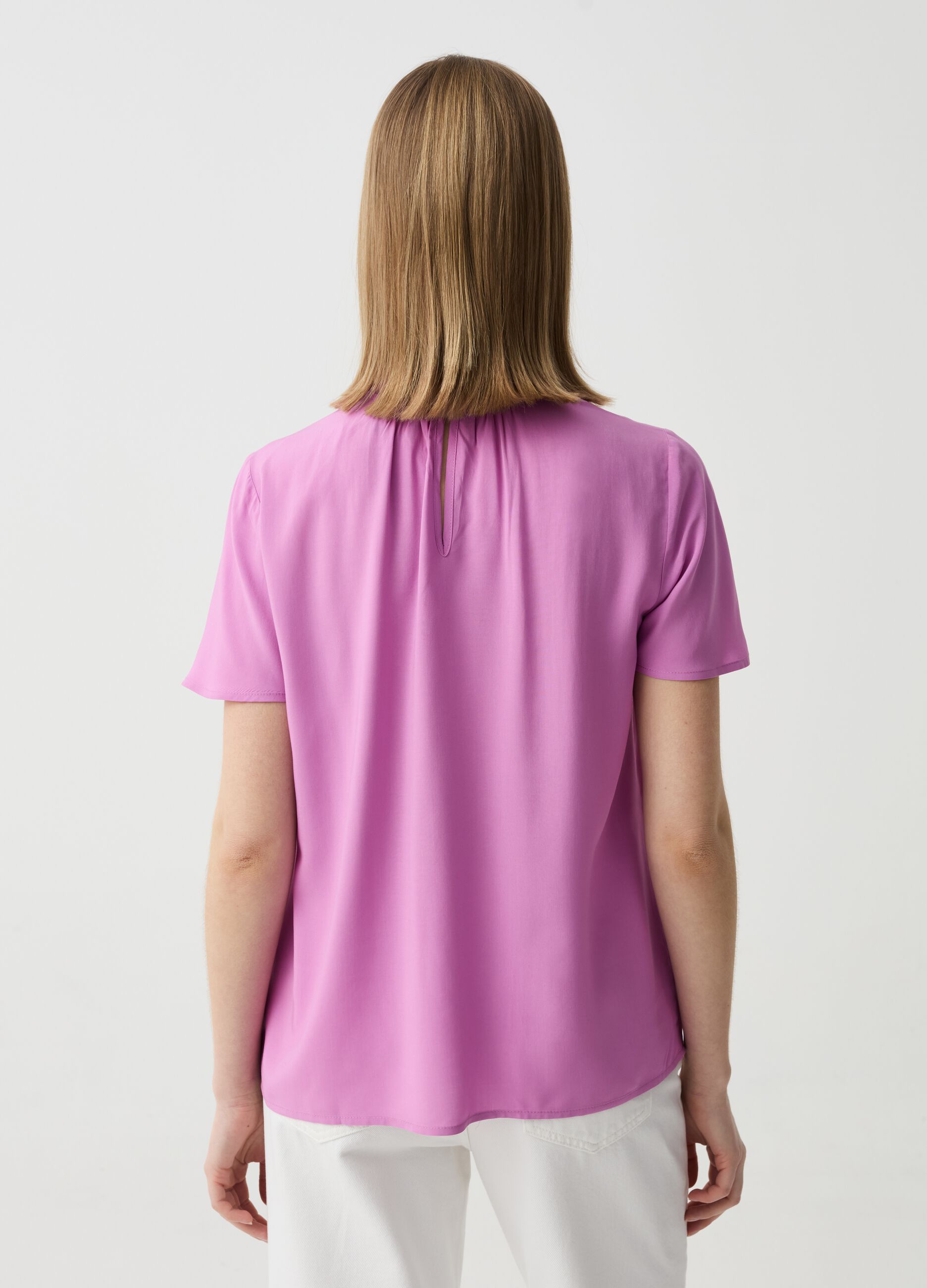 Viscose blouse with pleating