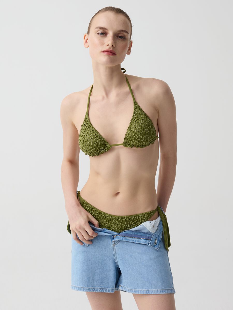 Triangle bikini top with lurex mesh_0