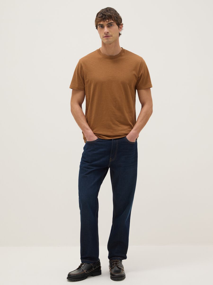 Brown Pure Cotton Regular Fit T-Shirt_1