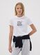 White pure organic cotton T-shirt with graphic for girls_0