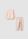 Pink organic cotton crew-neck pyjamas with print for baby girl_0