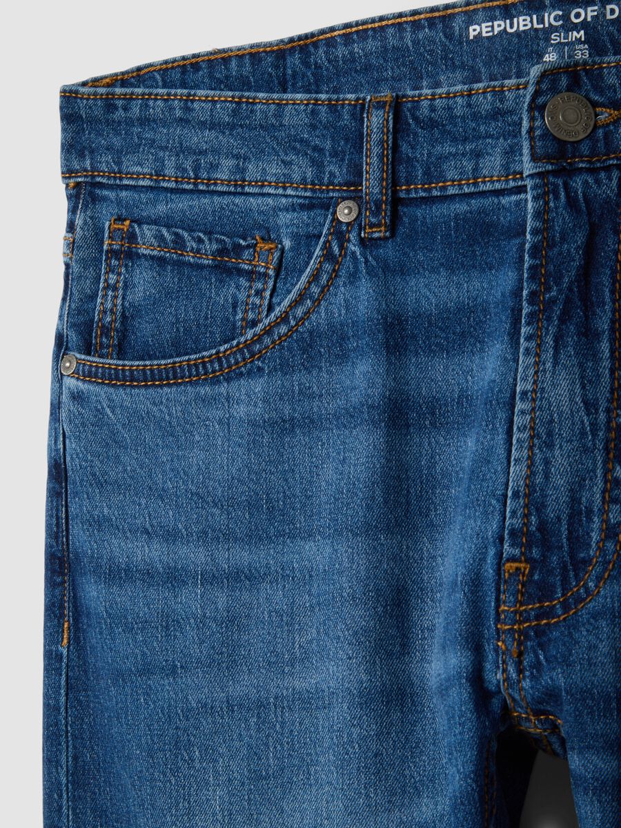 Slim Fit Blue Stretch Cotton Jeans_5