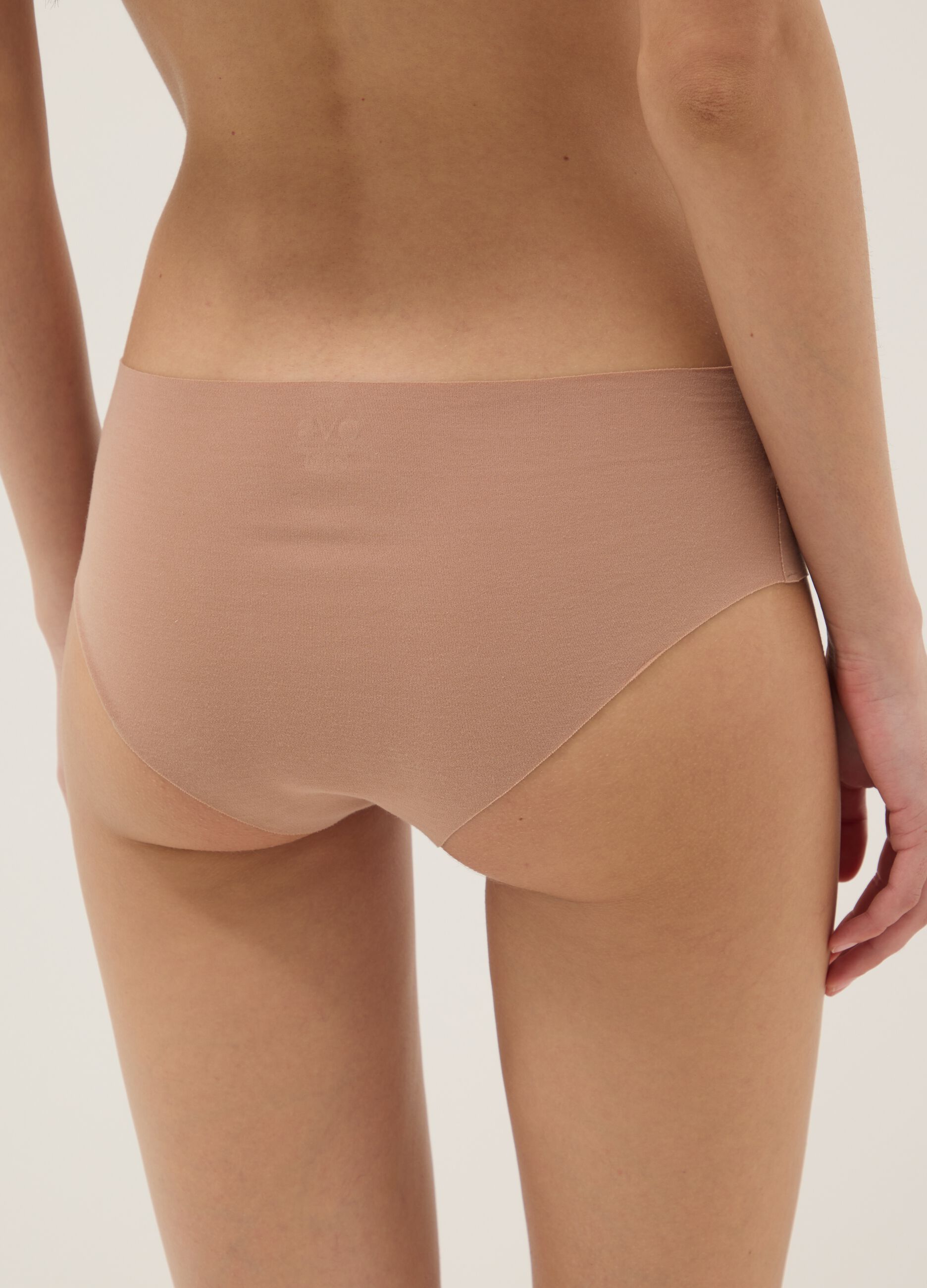 Comfortable beige regular fit stretch organic cotton briefs