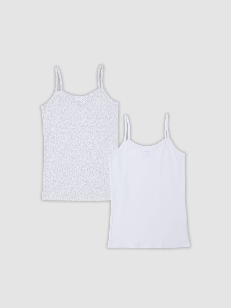Bipack di canotte bianche in cotone organico elasticizzato per bambina_0