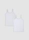 Bipack di canotte bianche in cotone organico elasticizzato per bambina_0