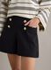 Black regular fit shorts with high waist and gold buttons_4