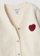Weisse Strickjacke mit Herzstickerei, Regular Fit_2