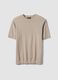 Short-sleeve beige cotton, linen, and silk blend regular fit t-shirt_4