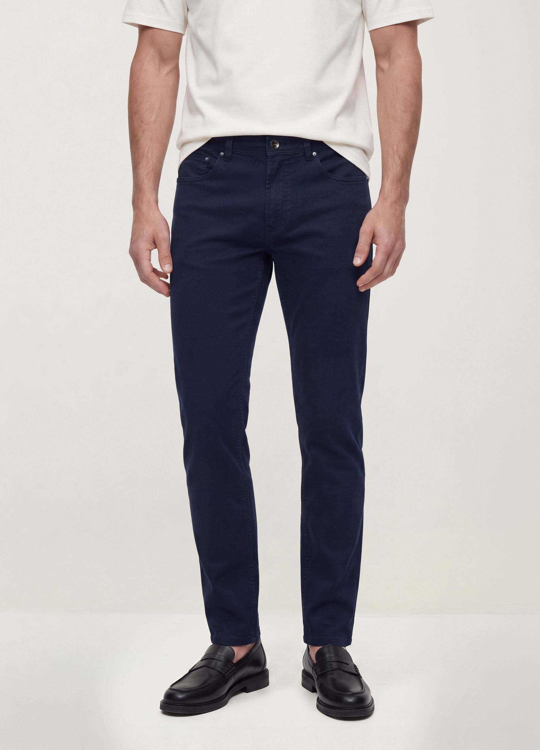 Green slim-fit stretch cotton dobby trousers