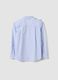 Camicia azzurra a righe con volant e colletto classico per bambina_1