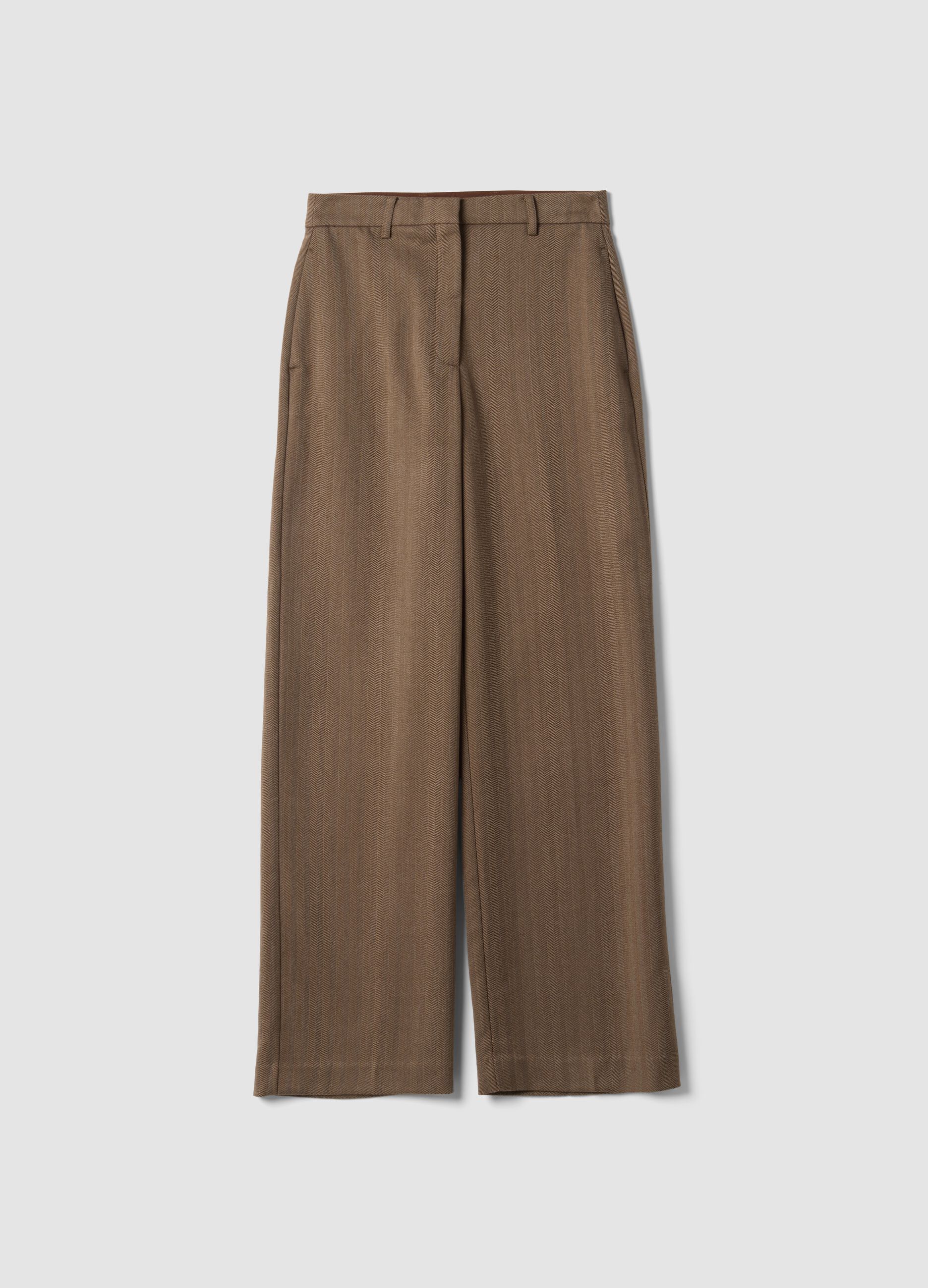 Braune formelle Hose aus Stretch-Viskose im Regular Fit