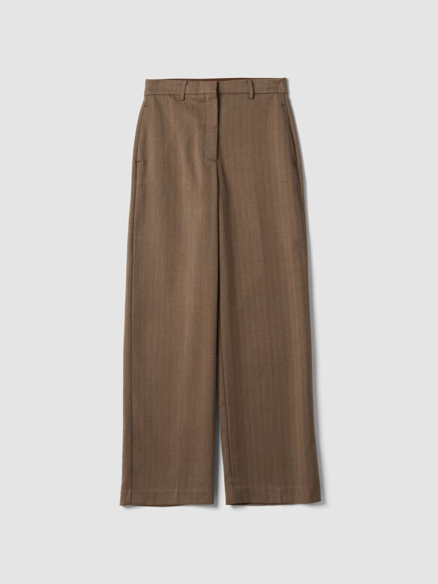 Braune formelle Hose aus Stretch-Viskose im Regular Fit_0