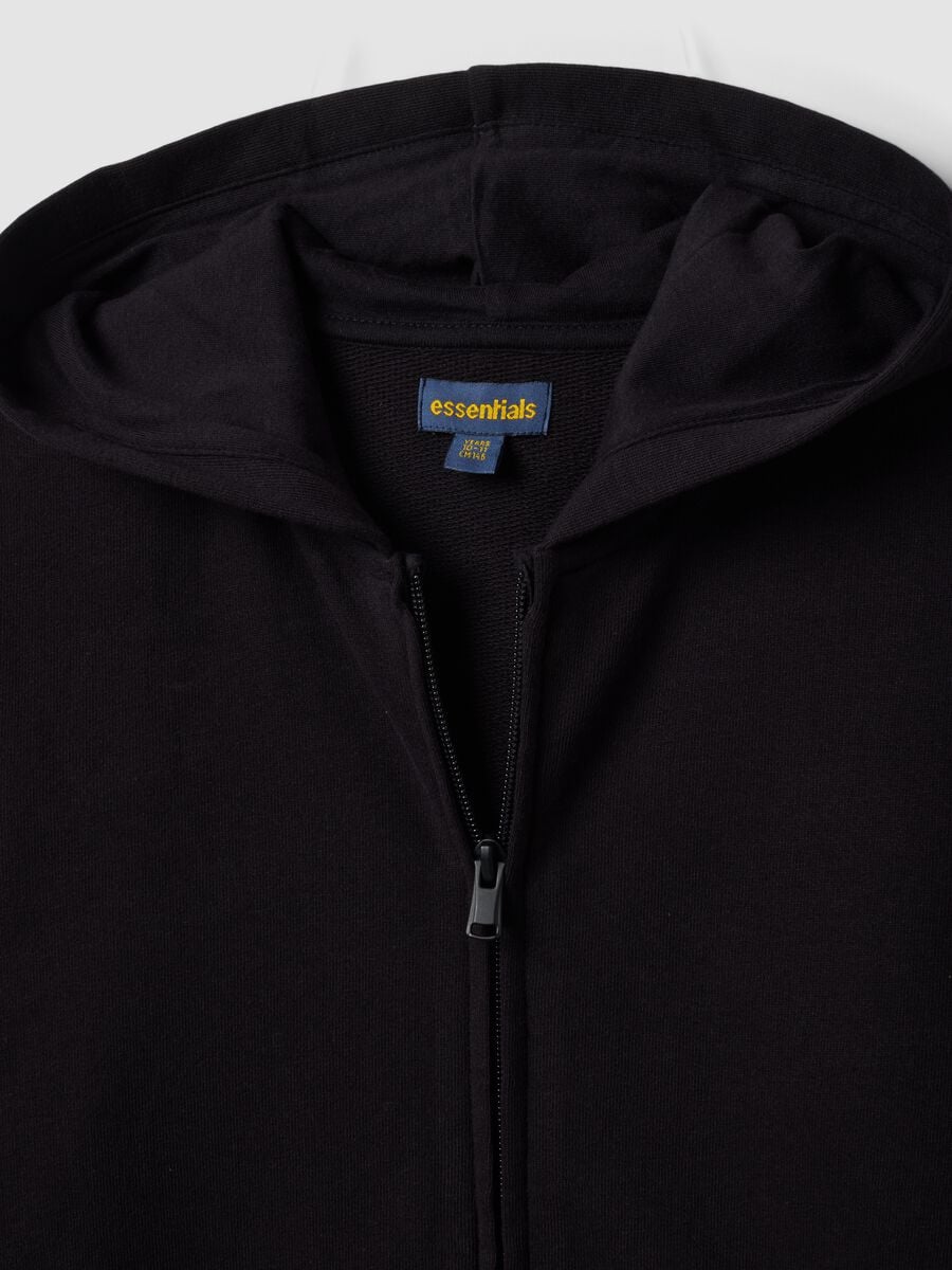 Black organic cotton hooded sweatshirt, regular fit, for boys_2
